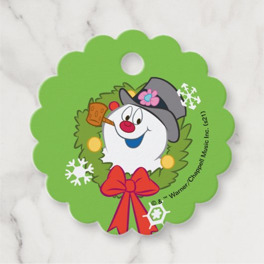 De Snowman™ bevuilen | Frosty Holiday Wreath Bedankjes Labels (Voorkant)