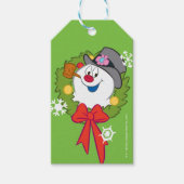 De Snowman™ bevuilen | Frosty Holiday Wreath Cadeaulabel (Voorkant)