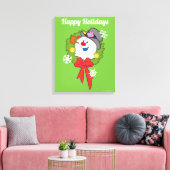 De Snowman™ bevuilen | Frosty Holiday Wreath Canvas Afdruk (Insitu (Woonkamer))