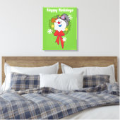 De Snowman™ bevuilen | Frosty Holiday Wreath Canvas Afdruk (Insitu (Slaapkamer))