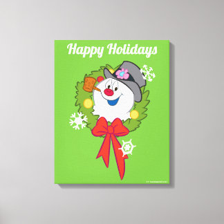De Snowman™ bevuilen | Frosty Holiday Wreath Canvas Afdruk