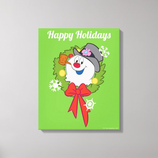De Snowman™ bevuilen | Frosty Holiday Wreath Canvas Afdruk (Voorkant)