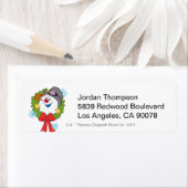 De Snowman™ bevuilen | Frosty Holiday Wreath Etiket (Insitu)