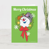 De Snowman™ bevuilen | Frosty Holiday Wreath Feestdagen Kaart (Voorkant)