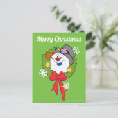 De Snowman™ bevuilen | Frosty Holiday Wreath Feestdagenkaart (Staand voorkant)