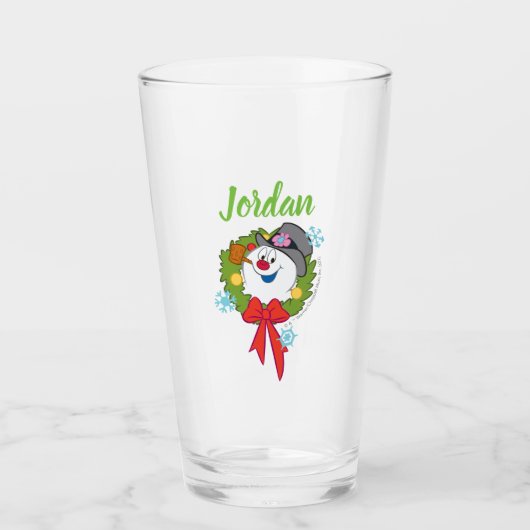 De Snowman™ bevuilen | Frosty Holiday Wreath Glas (Voorkant)