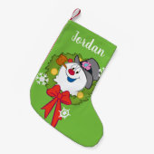 De Snowman™ bevuilen | Frosty Holiday Wreath Kleine Kerstsok (Voorkant (Hangend))