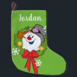 De Snowman™ bevuilen | Frosty Holiday Wreath Kleine Kerstsok<br><div class="desc">Kijk eens naar dit schattige podium van Frosty de Snowman in een vakantiebaard.</div>