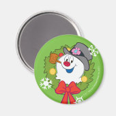 De Snowman™ bevuilen | Frosty Holiday Wreath Magneet (Voorkant / Achterkant)