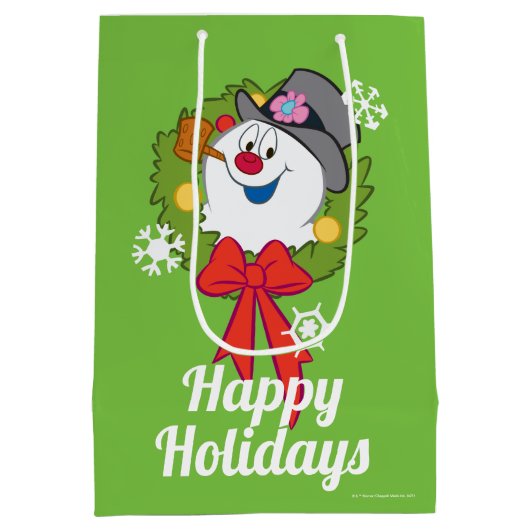 De Snowman™ bevuilen | Frosty Holiday Wreath Medium Cadeauzakje (Achterkant)