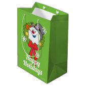 De Snowman™ bevuilen | Frosty Holiday Wreath Medium Cadeauzakje (Achterkant Gekanteld)