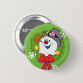 De Snowman™ bevuilen | Frosty Holiday Wreath Ronde Button 5,7 Cm (Voorkant /achterkant)