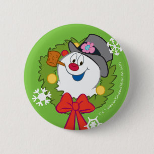 De Snowman™ bevuilen   Frosty Holiday Wreath Ronde Button 5,7 Cm