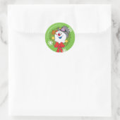 De Snowman™ bevuilen | Frosty Holiday Wreath Ronde Sticker (Tas)