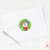 De Snowman™ bevuilen | Frosty Holiday Wreath Ronde Sticker (Envelop)