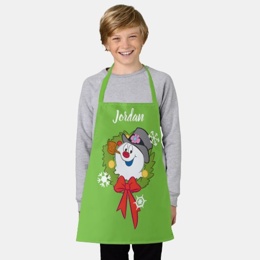 De Snowman™ bevuilen | Frosty Holiday Wreath Schort (Gedragen)