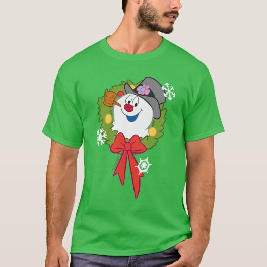 De Snowman™ bevuilen | Frosty Holiday Wreath T-shirt (Voorkant)