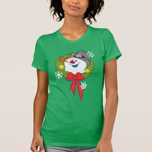 De Snowman™ bevuilen | Frosty Holiday Wreath T-shirt (Voorkant)
