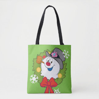 De Snowman™ bevuilen | Frosty Holiday Wreath Tote Bag