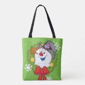 De Snowman™ bevuilen | Frosty Holiday Wreath Tote Bag (Achterkant)