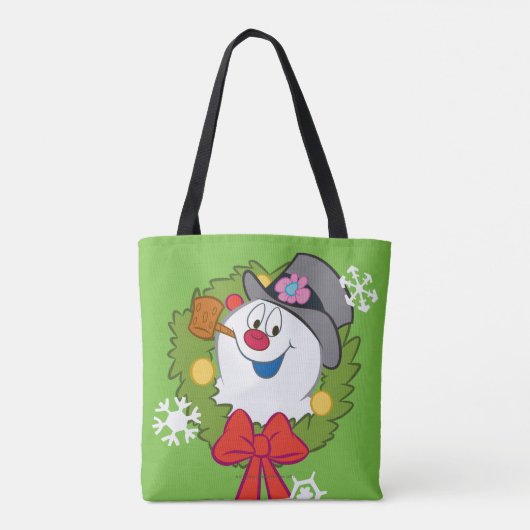 De Snowman™ bevuilen | Frosty Holiday Wreath Tote Bag (Achterkant)