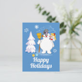 De Snowman™ bevuilen | Frosty & Karen Winter Fun Feestdagenkaart (Staand voorkant)