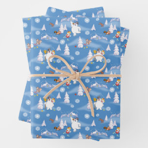 De Snowman™ bevuilen   Frosty & Karen Winter Fun Inpakpapier Vel