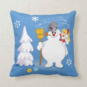 De Snowman™ bevuilen Frosty & Karen Winter Fun Kussen