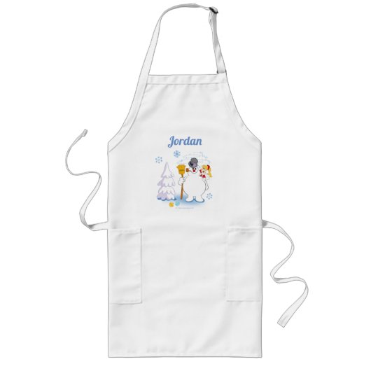 De Snowman™ bevuilen | Frosty & Karen Winter Fun Lang Schort (Voorkant)