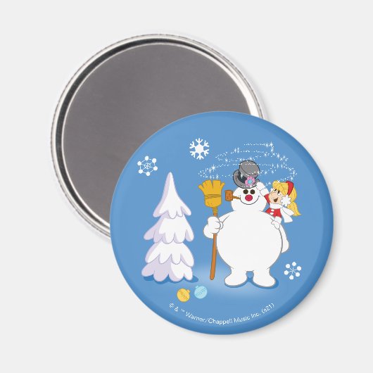 De Snowman™ bevuilen | Frosty & Karen Winter Fun Magneet (Voorkant / Achterkant)