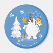 De Snowman™ bevuilen | Frosty & Karen Winter Fun Magneet (Voorkant)