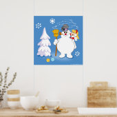 De Snowman™ bevuilen | Frosty & Karen Winter Fun Poster (Keuken)