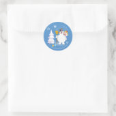 De Snowman™ bevuilen | Frosty & Karen Winter Fun Ronde Sticker (Tas)