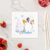 De Snowman™ bevuilen | Frosty & Karen Winter Fun Servet (Insitu)