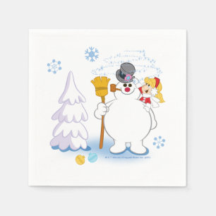 De Snowman™ bevuilen   Frosty & Karen Winter Fun Servet