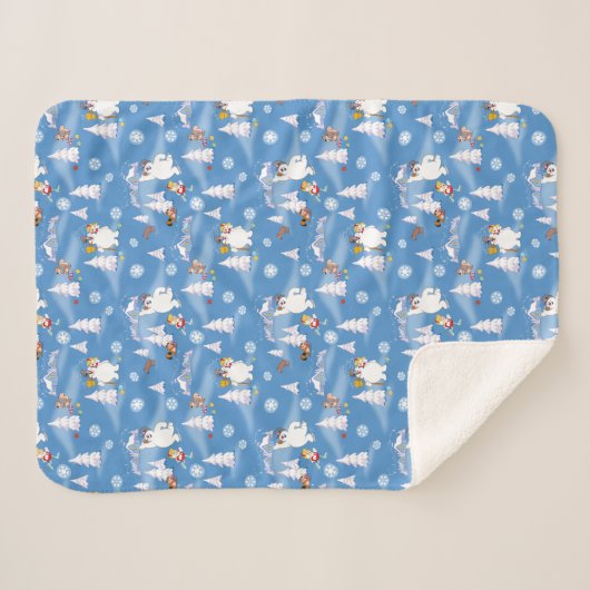 De Snowman™ bevuilen | Frosty & Karen Winter Fun Sherpa Deken (Voorkant (horizontaal))