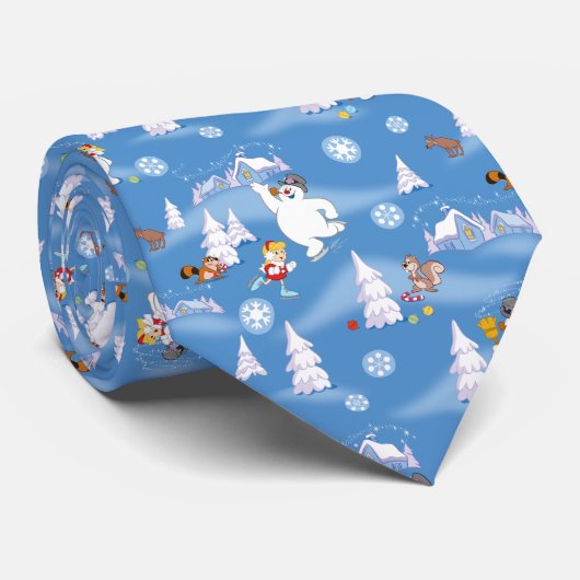 De Snowman™ bevuilen | Frosty & Karen Winter Fun Stropdas (Opgerold)