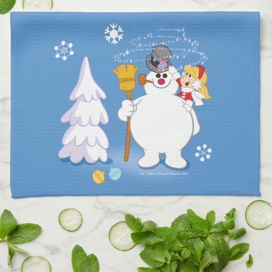De Snowman™ bevuilen | Frosty & Karen Winter Fun Theedoek (Gevouwen)