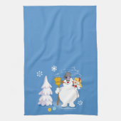 De Snowman™ bevuilen | Frosty & Karen Winter Fun Theedoek (Verticaal)