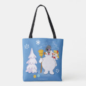 De Snowman™ bevuilen | Frosty & Karen Winter Fun Tote Bag (Achterkant)