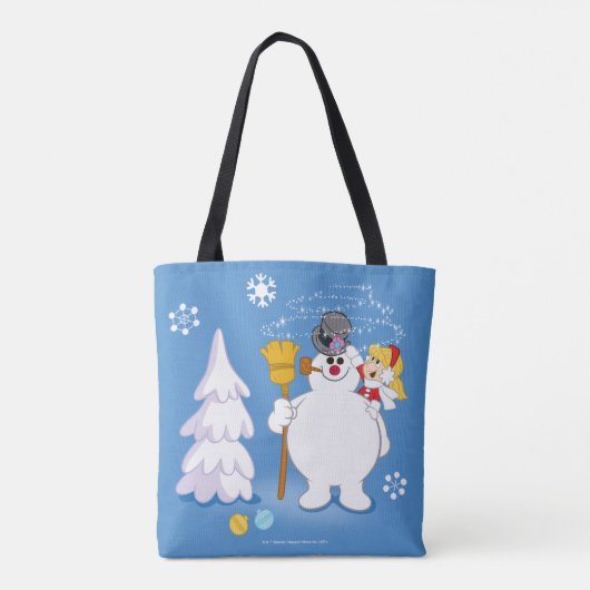 De Snowman™ bevuilen | Frosty & Karen Winter Fun Tote Bag (Achterkant)