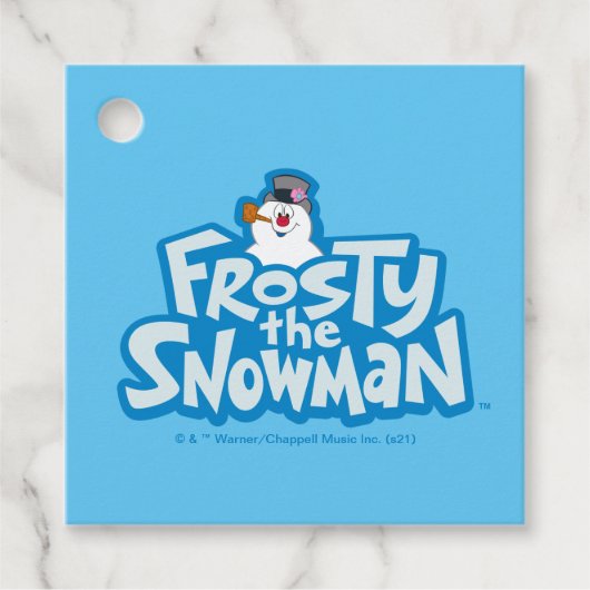 De Snowman™ bevuilen | Frosty Stapelde Logo Bedankjes Labels (Voorkant)