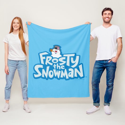 De Snowman™ bevuilen | Frosty Stapelde Logo Fleece Deken (In situ)