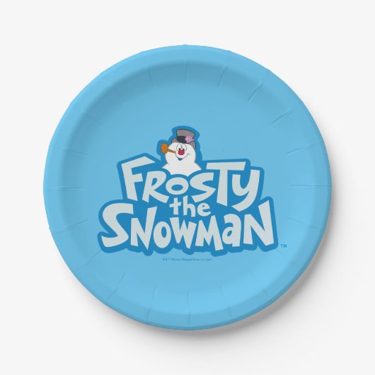 De Snowman™ bevuilen | Frosty Stapelde Logo Papieren Bordje (Voorkant)