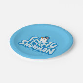 De Snowman™ bevuilen | Frosty Stapelde Logo Papieren Bordje (Gekanteld)