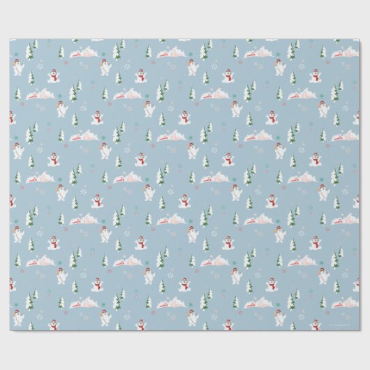 De Snowman™ bevuilen | Frosty Winter Pattern Cadeaupapier (Vlak)
