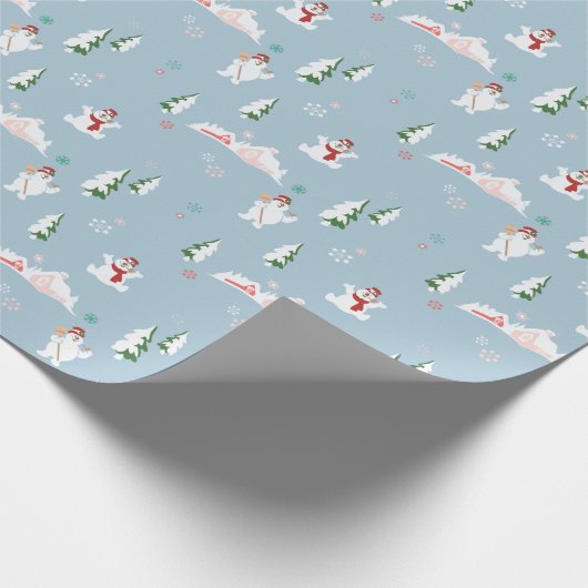 De Snowman™ bevuilen | Frosty Winter Pattern Cadeaupapier (Hoek)