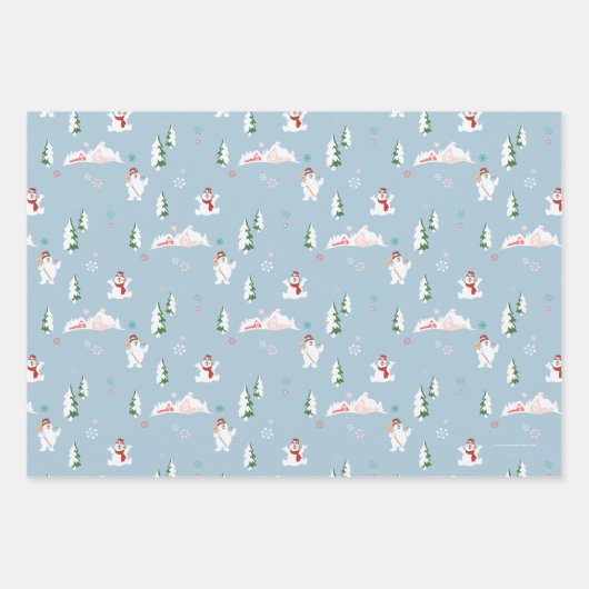 De Snowman™ bevuilen | Frosty Winter Pattern Inpakpapier Vel (Voorkant 3)