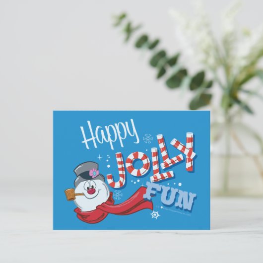 De Snowman™ bevuilen | Happy Jolly Fun Feestdagenkaart (Staand voorkant)