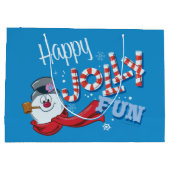 De Snowman™ bevuilen | Happy Jolly Fun Groot Cadeauzakje (Achterkant)